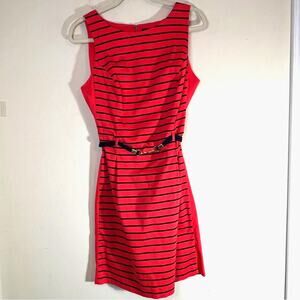 Tommy Hilfiger Nautical Sleeveless Sheath Dress Sz 10 Red Blue stripes Rope Belt